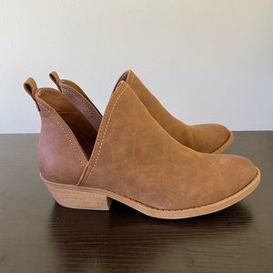 Brown leather booties